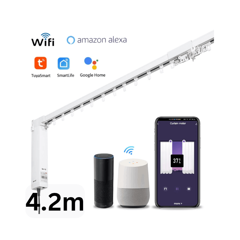 4.2m Tuya WIFI Smart Electric Motorised Curtain Rails