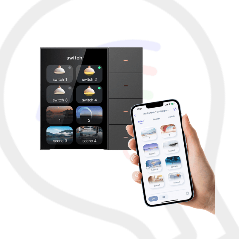 Tuya Zigbee 3.5 Inch Smart Wall Switch F3 Pro 4 Button 8 Scene